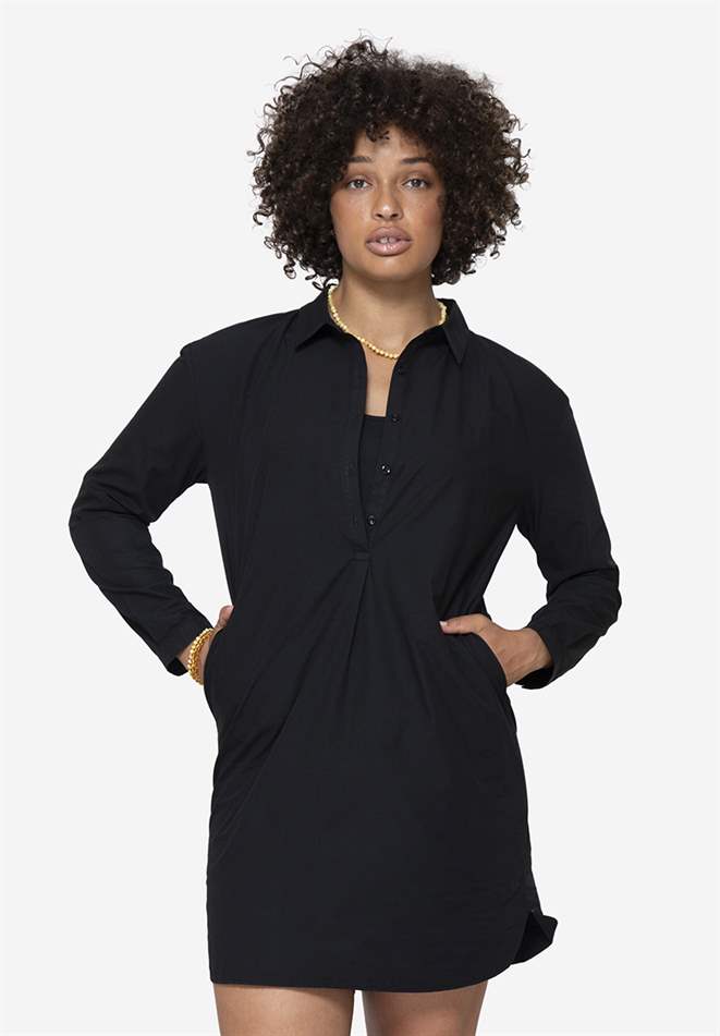 robe tunique d’allaitement ample, noire en coton bio